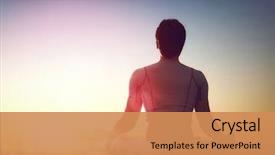  Presentation with meditation green - Amazing slides having man enjoying meditation and yoga backdrop and a coral colored foreground