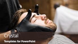  Presentation with facial - Theme having man enjoying professional facial massage background and a tawny brown colored foreground