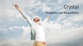  Presentation with holding hands - PPT theme having man enjoying the good weather background and a lemonade colored foreground