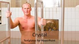  Presentation with roman - Audience pleasing presentation theme consisting of man entering a roman bath backdrop and a coral colored foreground