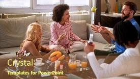  Presentation with juggling - Audience pleasing presentation design consisting of man-entertains-his-friends backdrop and a tawny brown colored foreground