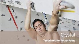  Presentation with mountain climbing - Colorful presentation enhanced with man exercise free mountain climbing backdrop and a  colored foreground