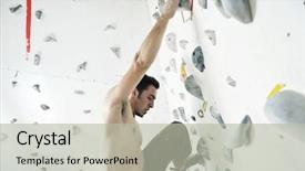  Presentation with mountain climbing - Presentation theme with man exercise free mountain climbing background and a light gray colored foreground