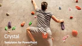  Presentation with young healthy people - Presentation having man exercising at indoor climbing background and a coral colored foreground