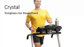  Presentation with treadmill - Presentation theme having stamina - young man exercising background and a white colored foreground