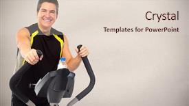  Presentation with trainer - Theme having man exercising on elliptical trainer background and a  colored foreground
