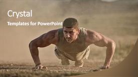  Presentation with professional tennis player athlete man - Cool new presentation design with man exercising outdoor on dusty backdrop and a coral colored foreground