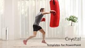  Presentation with boxing - PPT theme enhanced with man-exercising-punching-bag background and a lemonade colored foreground