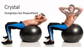  Presentation with office ergonomics man worker exercising - Amazing slide set having man exercising with a stability backdrop and a white colored foreground