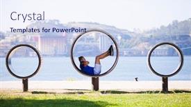  Presentation with next - Presentation theme with man-exercising-with-situps background and a sky blue colored foreground