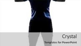  Presentation with aerobics - PPT theme with man exercising workout fitness aerobics posture in silhouette studio isolated on white background background and a light gray colored foreground