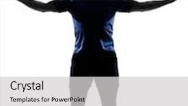  Presentation with aerobics - Colorful slide deck enhanced with man exercising workout fitness aerobics posture in silhouette studio isolated on white background backdrop and a light gray colored foreground