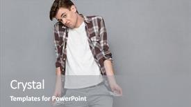  Presentation with empty tomb - Slide set consisting of man exhibiting his empty pocket background and a gray colored foreground