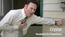  Presentation with chest pain - Audience pleasing PPT theme consisting of man experiencing sudden chest pain backdrop and a gray colored foreground