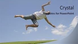  Presentation with falling person - PPT layouts having man falling into the grass background and a light blue colored foreground