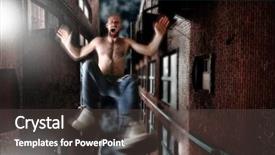 Presentation with falling person - PPT layouts having man falling off the roof background and a  colored foreground
