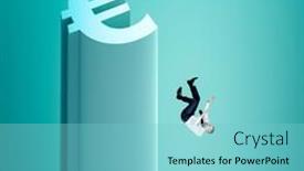  Presentation with financial crisis - Colorful slide set enhanced with man-falls-from-a-euro backdrop and a seafoam green colored foreground