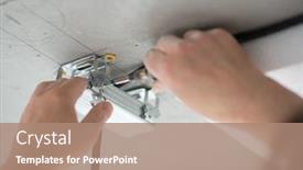  Presentation with new home - Colorful presentation theme enhanced with man-fastens-a-mortgage backdrop and a coral colored foreground