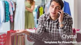  Presentation with wife - Theme featuring man fed up with wife shopping in shop background and a dark gray colored foreground