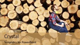  Presentation with lumber - Slide deck featuring man fell happy - restful lumber sitting on one background and a yellow colored foreground