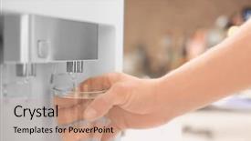  Presentation with water dispenser - Colorful PPT theme enhanced with man filling glass from water backdrop and a coral colored foreground