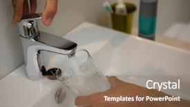  Presentation with filling water glass - Theme consisting of man filling glass of water background and a coral colored foreground