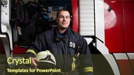  Presentation with firefight - Slides consisting of man firefighter with helmet background and a tawny brown colored foreground