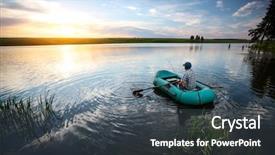  Presentation with fisherman - Amazing presentation theme having man fishing - fisherman on the boat watching backdrop and a dark gray colored foreground
