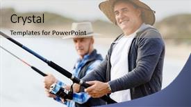  Presentation with fisherman - Beautiful PPT layouts featuring man fishing - picture of fisherman backdrop and a mint green colored foreground