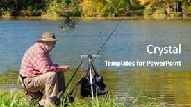  Presentation with fish river - Audience pleasing PPT layouts consisting of man fishing - senior fisherman catches a fish backdrop and a  colored foreground