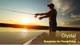  Presentation with fishing boat - Slide deck consisting of man fishing from a boat background and a tawny brown colored foreground