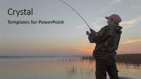  Presentation with old fishing boat - Colorful PPT layouts enhanced with man fishing from the boat backdrop and a light gray colored foreground