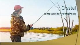  Presentation with fishing boat - Slides enhanced with man fishing from the boat background and a sky blue colored foreground