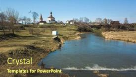  Presentation with nature countryside - Theme with man-fishing-in-river-kamenka background and a tawny brown colored foreground