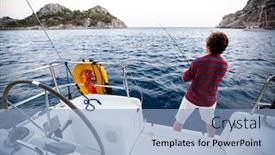  Presentation with sea fishing - PPT layouts featuring man-fishing-in-the-sea background and a light blue colored foreground