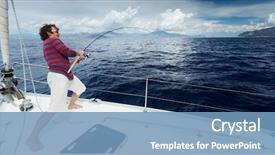  Presentation with sea fishing - Cool new presentation design with man fishing in the sea backdrop and a teal colored foreground