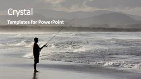  Presentation with fishing net - Slide deck consisting of man fishing on beach background and a gray colored foreground