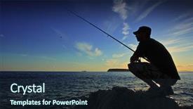  Presentation with fishing - Beautiful slides featuring man fishing on sunset backdrop and a  colored foreground