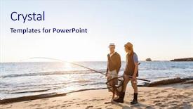  Presentation with sports fishing - Beautiful PPT layouts featuring man fishing with his grandson backdrop and a sky blue colored foreground