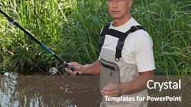  Presentation with fishing - Audience pleasing PPT theme consisting of man fishing backdrop and a violet colored foreground