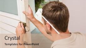  Presentation with lonely man new zealand tourists - PPT layouts consisting of man fixing locks with screwdriver background and a  colored foreground