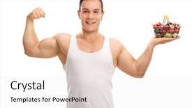  Presentation with flexing - Slides having flexing his bicep and holding background and a white colored foreground