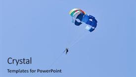  Presentation with parachute - Presentation theme having man flies to parachute in the sky background and a light blue colored foreground
