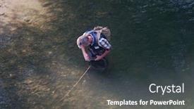  Presentation with water river - Audience pleasing presentation design consisting of man-fly-fishing-in-summer backdrop and a dark gray colored foreground