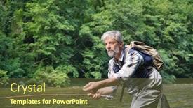  Presentation with water river - Amazing presentation theme having man-fly-fishing backdrop and a tawny brown colored foreground