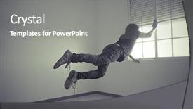  Presentation with freedom - Slide deck consisting of man flying into a window background and a gray colored foreground
