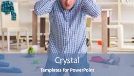  Presentation with house - Audience pleasing PPT theme consisting of man-found-his-house backdrop and a ocean colored foreground