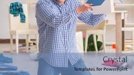  Presentation with house - Theme consisting of man-found-his-house background and a teal colored foreground