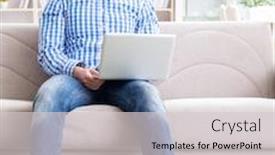  Presentation with cervical - Amazing slide set having man-freelancer-in-a-cervical backdrop and a light gray colored foreground