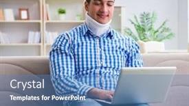  Presentation with cervical - PPT theme featuring man-freelancer-in-a-cervical background and a teal colored foreground